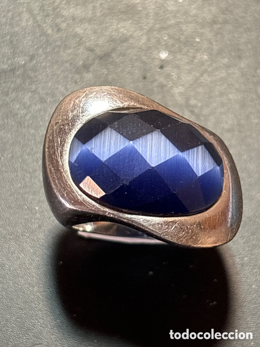 Joyeria: Anillo de plata de B. Con piedra azul. - Foto 2