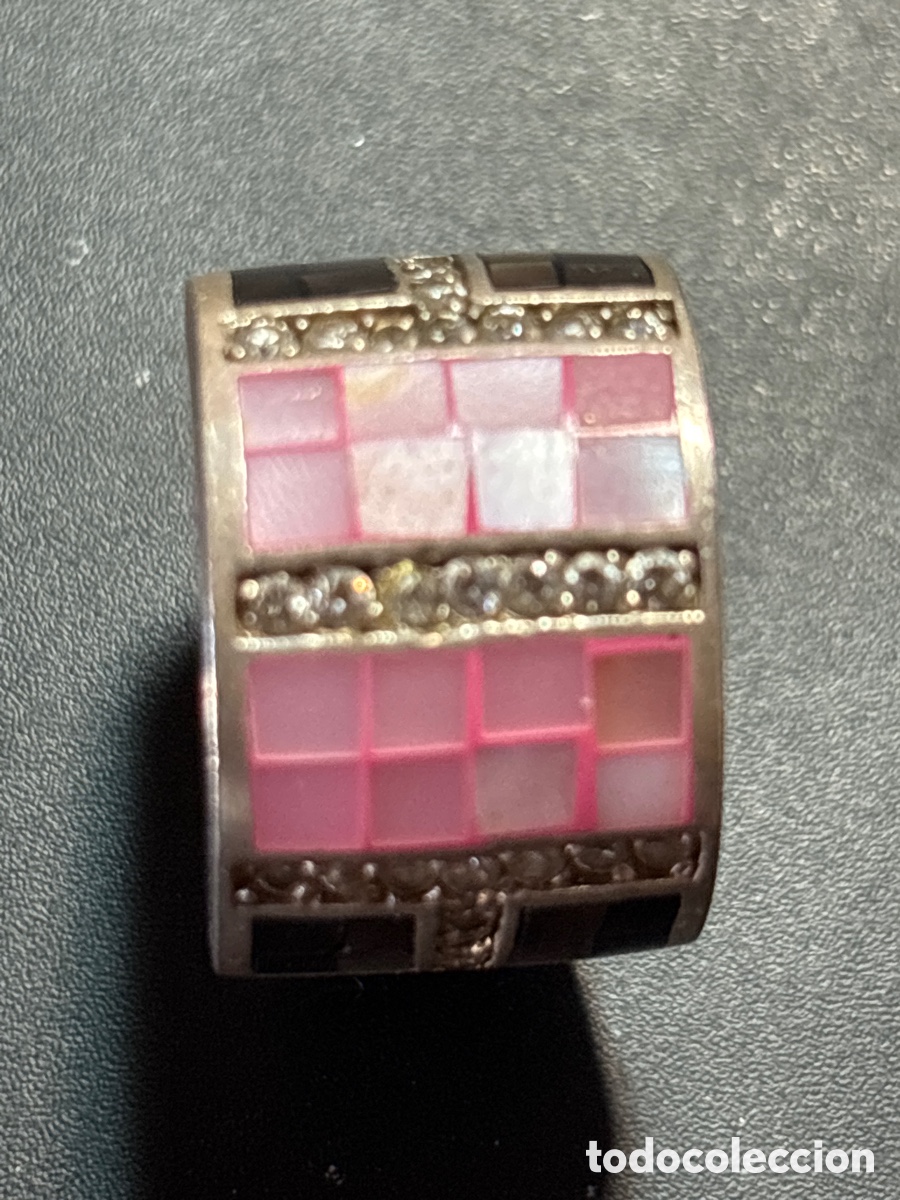 Joyeria: Anillo de plata de ley. Con piedras rosas. - Foto 2