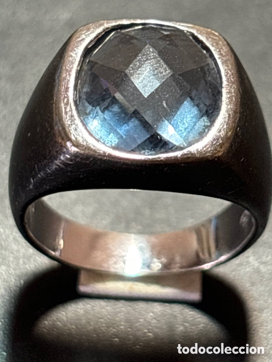Joyeria: Anillo de plata de ley. Con piedra azul. - Foto 2