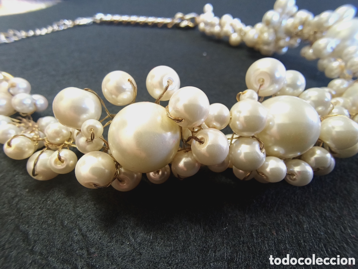Joyeria: Collar de perlas imitaci&oacute;n con cadena de metal - Foto 2