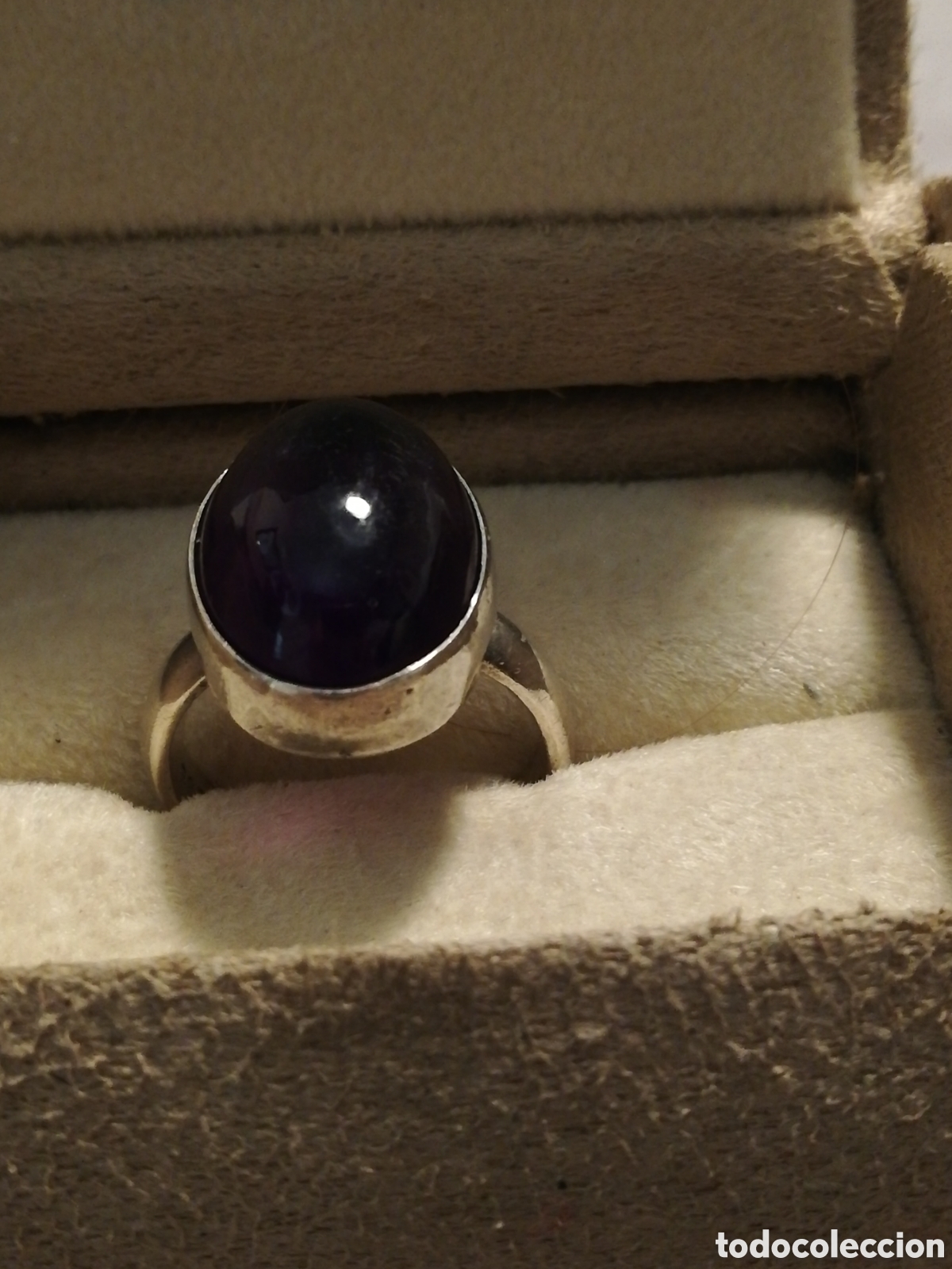 Joyeria: VINTAGE. ROBUSTO ANILLO DE PLATA CON PIEDRA - Foto 2