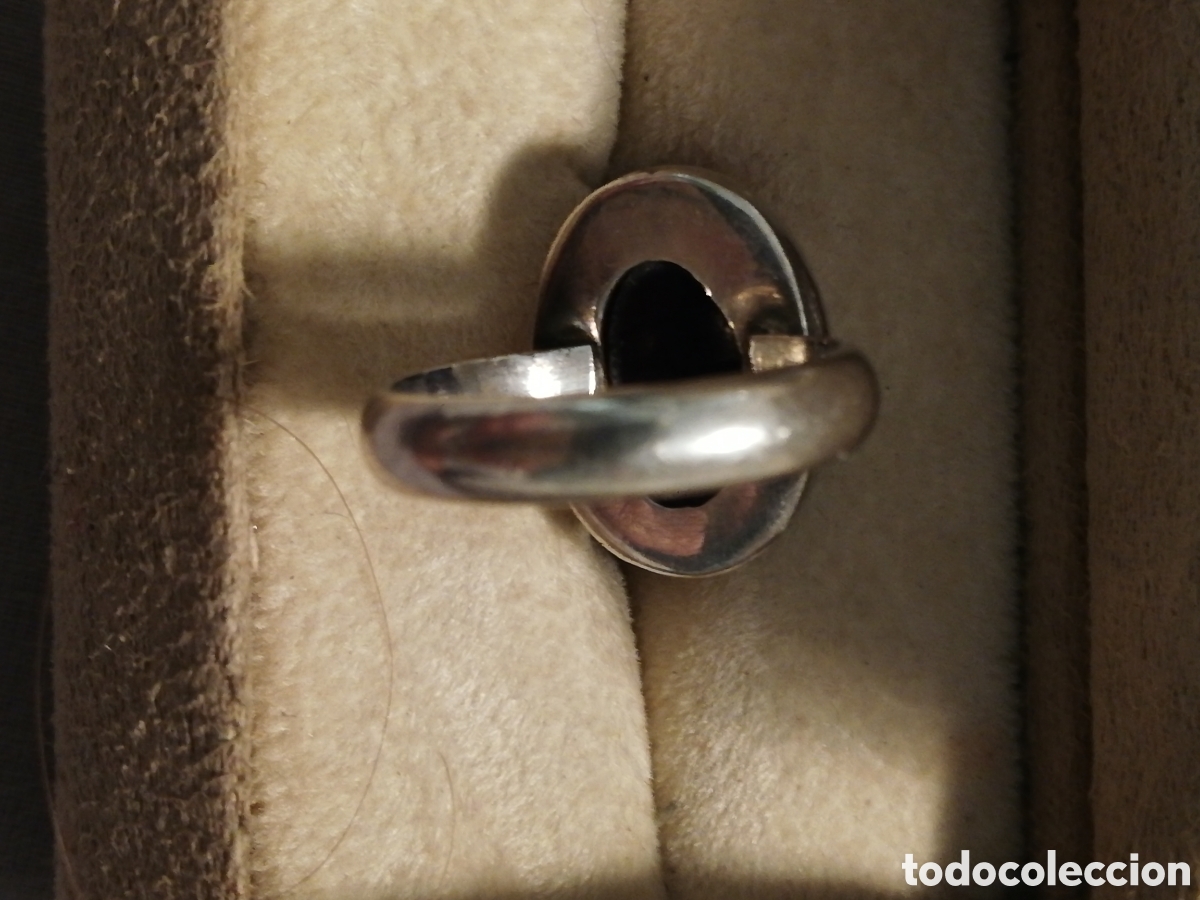 Joyeria: VINTAGE. ROBUSTO ANILLO DE PLATA CON PIEDRA - Foto 4