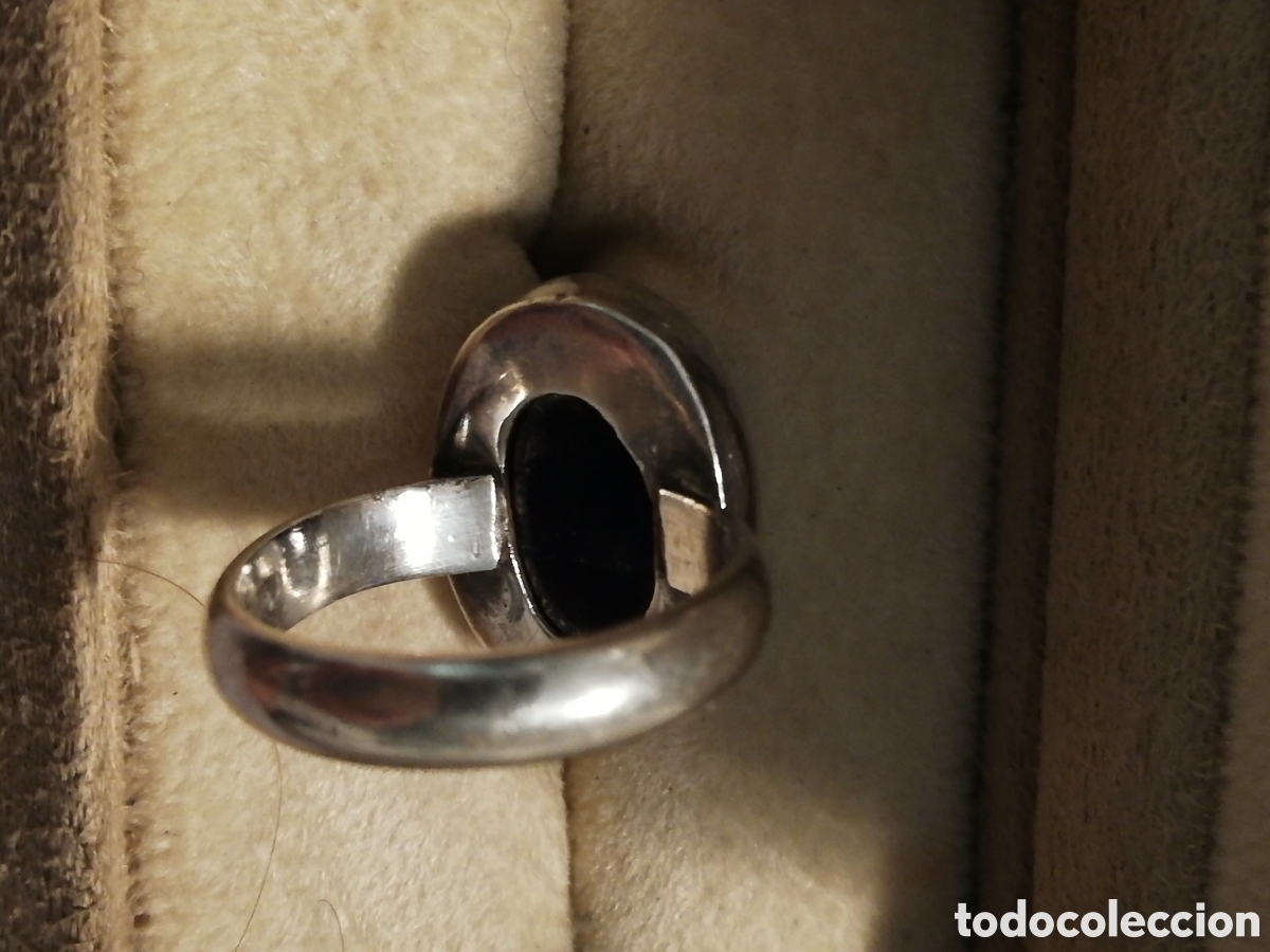 Joyeria: VINTAGE. ROBUSTO ANILLO DE PLATA CON PIEDRA - Foto 5