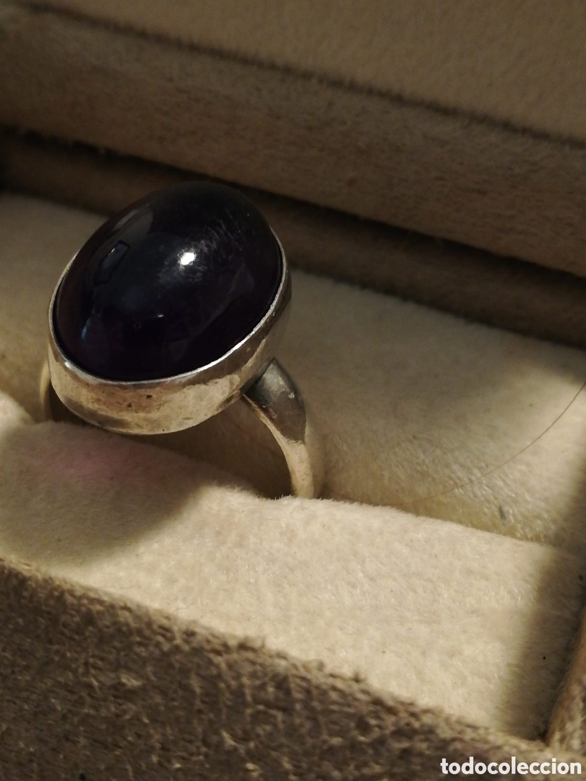 Joyeria: VINTAGE. ROBUSTO ANILLO DE PLATA CON PIEDRA - Foto 1