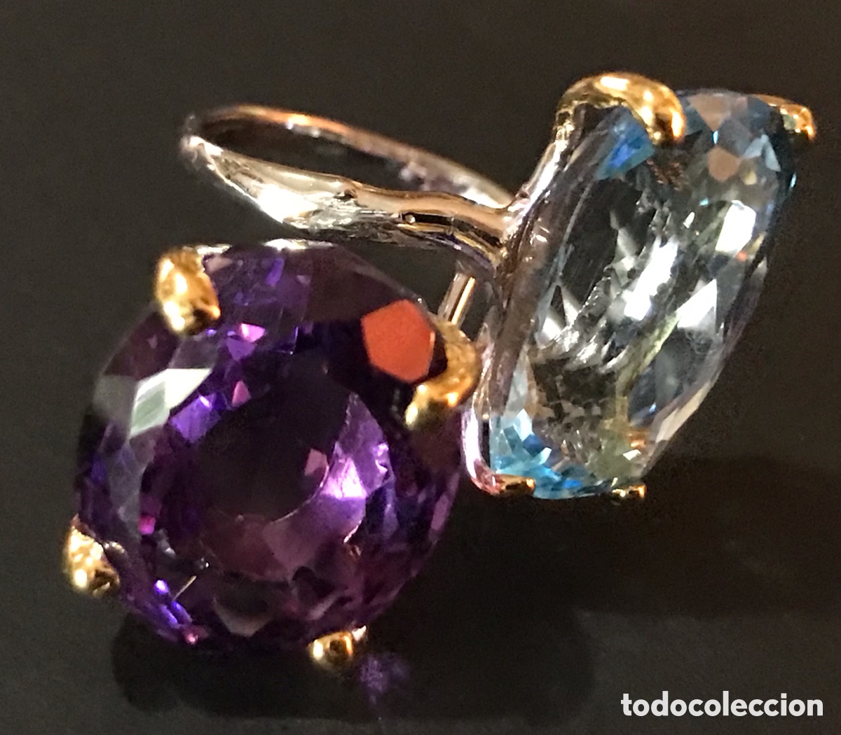 Joyeria: Anillo gemas topacio y amatista - Foto 1