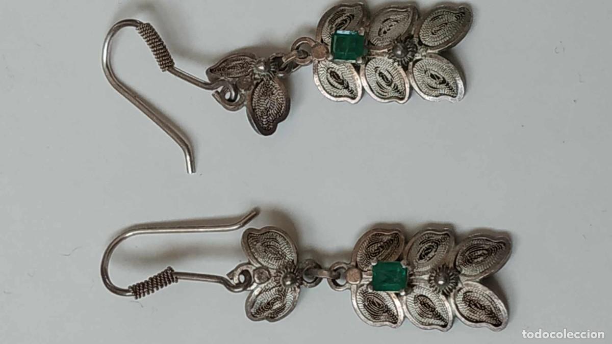 Joyeria: pendientes de plata y esmeralda - Foto 2