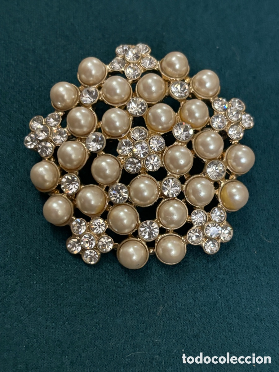 Joyeria: Broche vintage perlas y strass - Foto 1