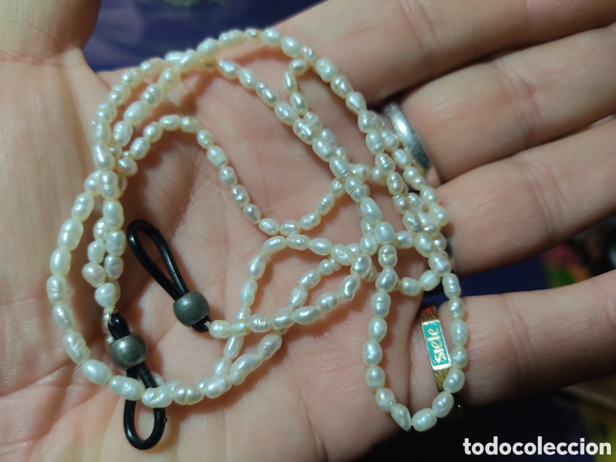 Joyeria: Cadena,Collar para gafas de perlas de r&iacute;o.Vintage. - Foto 5