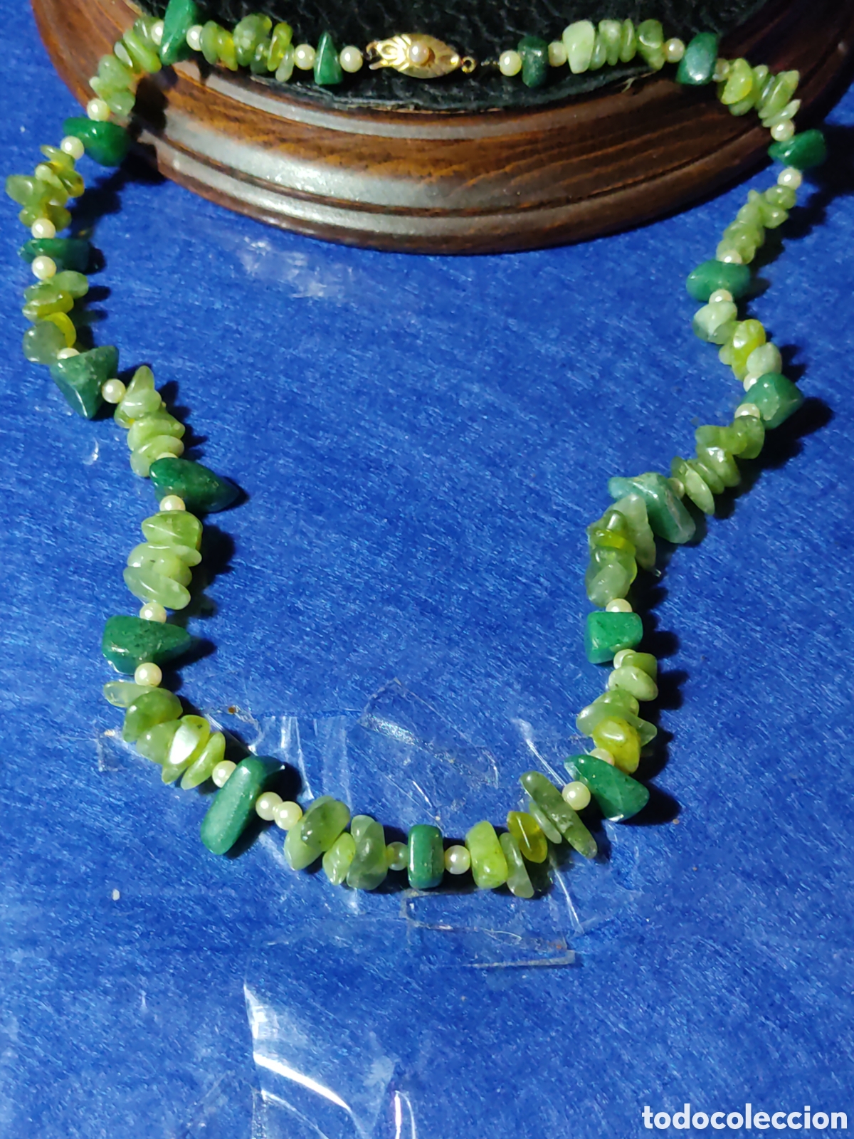 Joyeria: Collar de cuarzo verde y perlas de r&iacute;o.Vintage. - Foto 1