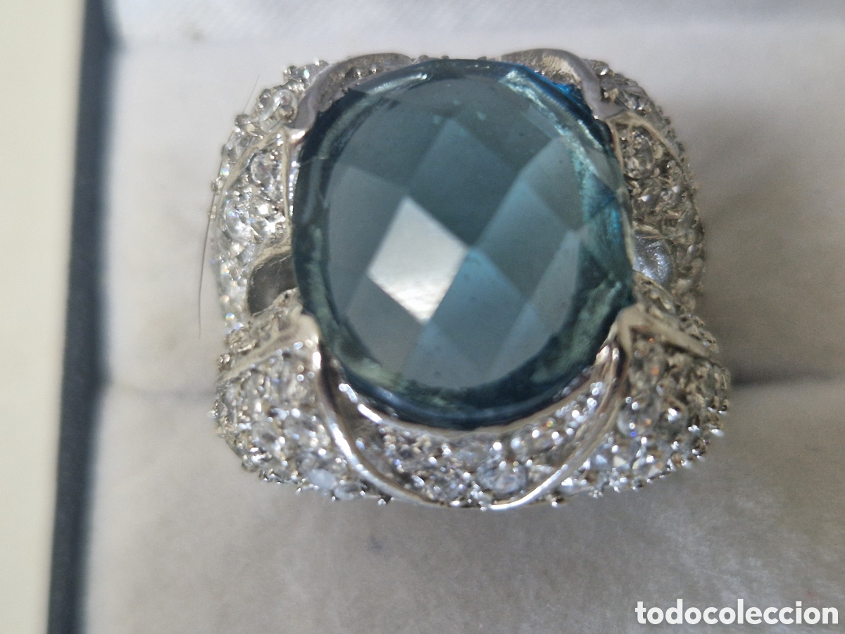 Joyeria: ANILLO ALTA JOYERIA PLATA RODOADA Y TOPACIO AZUL - Foto 2