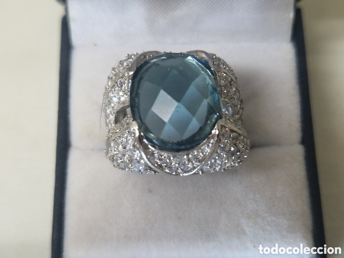 Joyeria: ANILLO ALTA JOYERIA PLATA RODOADA Y TOPACIO AZUL - Foto 3