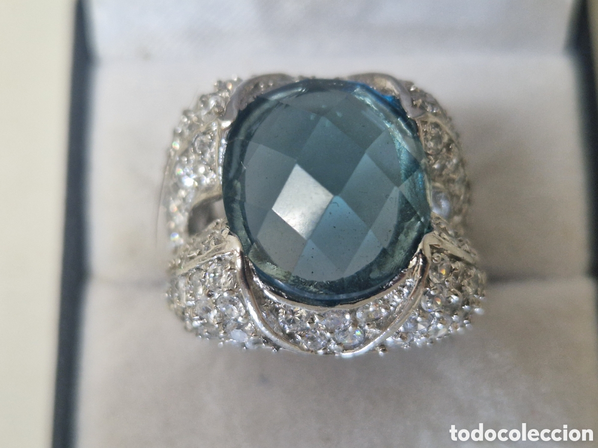 Joyeria: ANILLO ALTA JOYERIA PLATA RODOADA Y TOPACIO AZUL - Foto 4