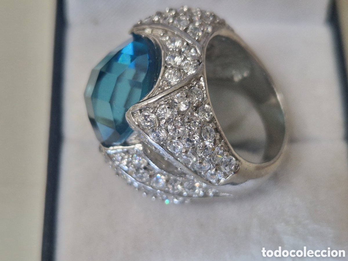 Joyeria: ANILLO ALTA JOYERIA PLATA RODOADA Y TOPACIO AZUL - Foto 6