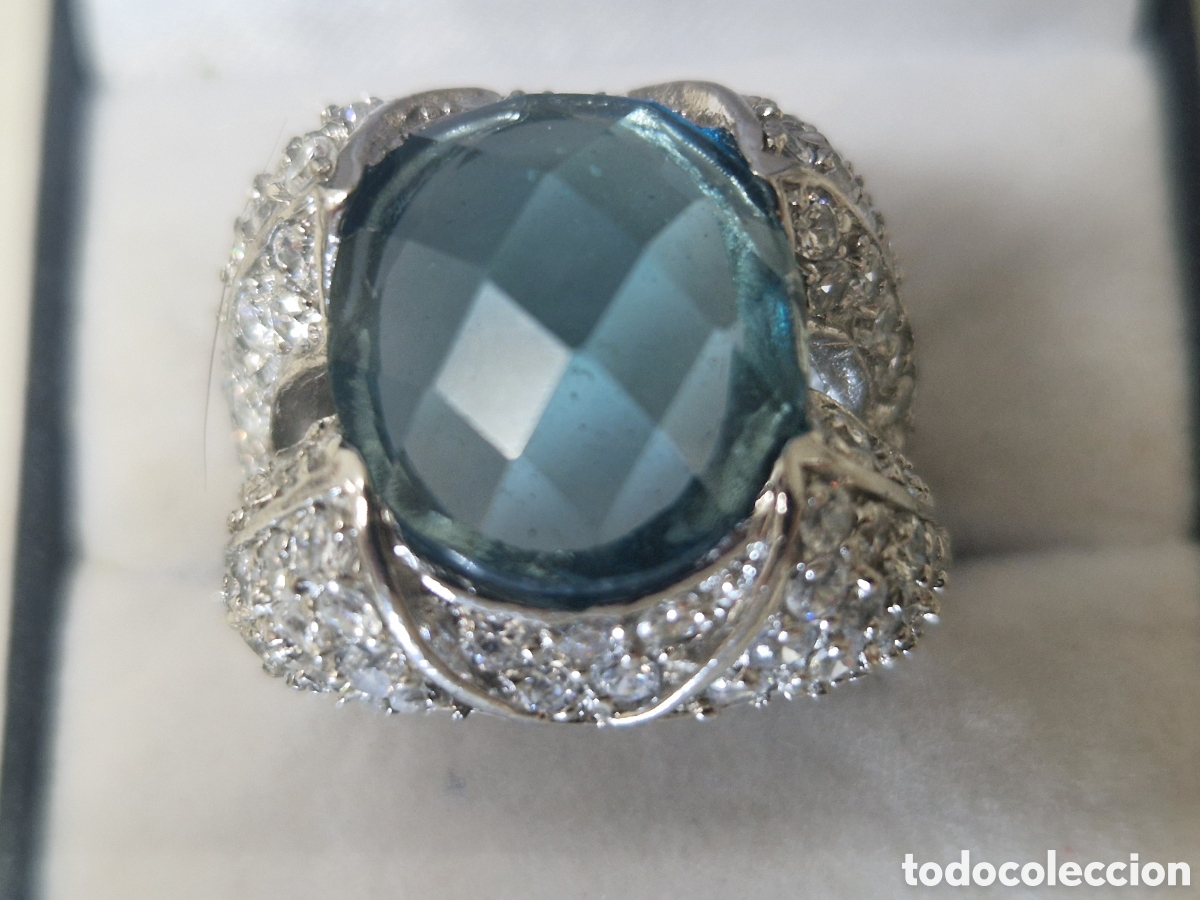 Joyeria: ANILLO ALTA JOYERIA PLATA RODOADA Y TOPACIO AZUL - Foto 1