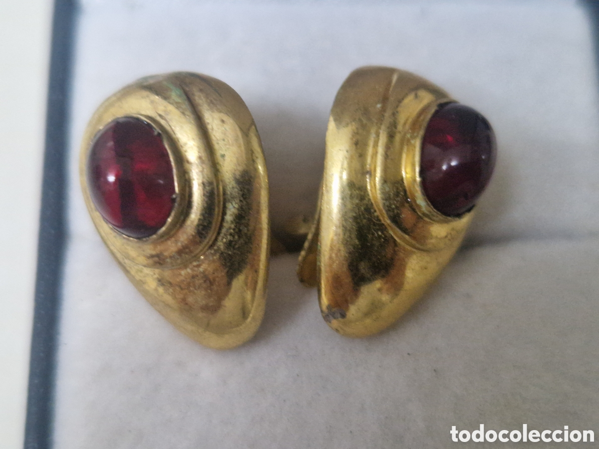 Joyeria: PENDIENTES DE PLATA DORADA Y RUBIS - Foto 4