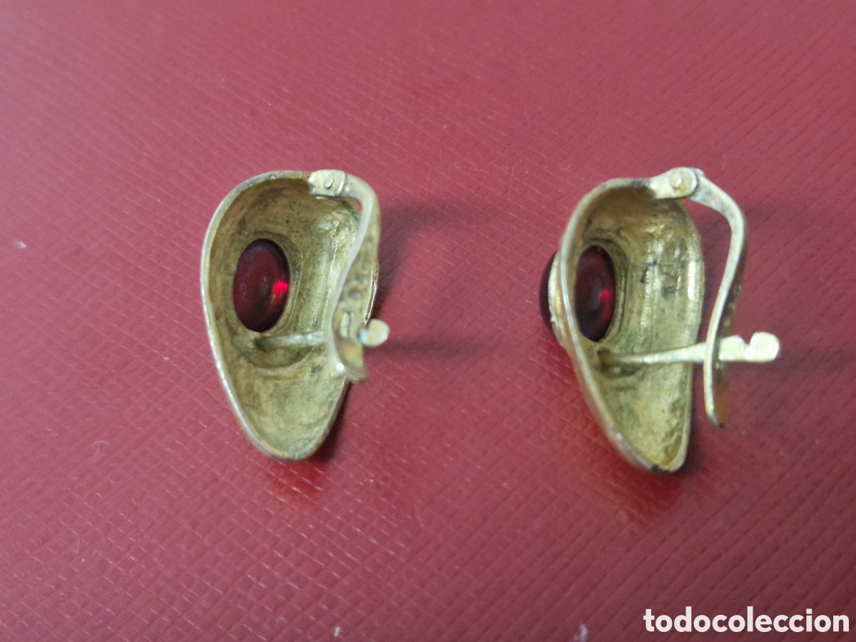 Joyeria: PENDIENTES DE PLATA DORADA Y RUBIS - Foto 5