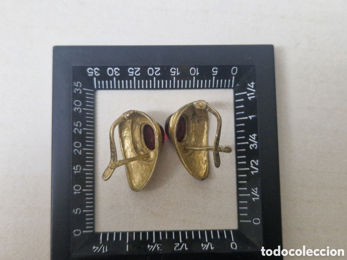 Joyeria: PENDIENTES DE PLATA DORADA Y RUBIS - Foto 7