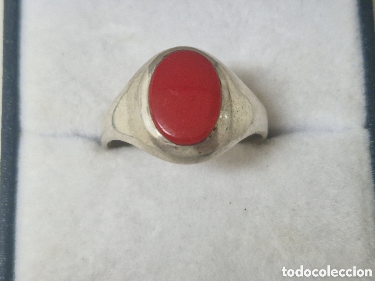 Joyeria: ANILLO DE PLATA DE LEY Y PIEDRA ROJA - Foto 2