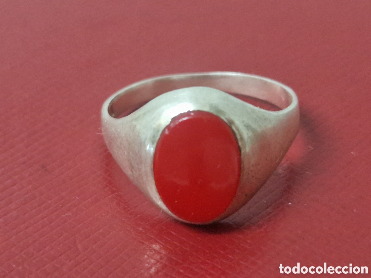 Joyeria: ANILLO DE PLATA DE LEY Y PIEDRA ROJA - Foto 1