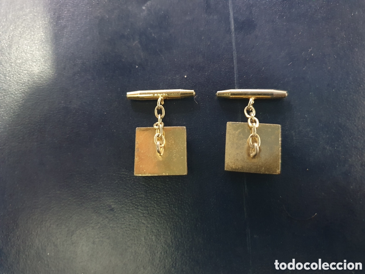 Joyeria: Gemelos metal dorado y nacar. (L98) - Foto 2