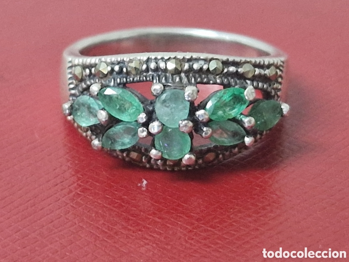 Joyeria: PRECIOSO ANILLO DD PLATA DE LEY ESMERALDAS - Foto 1