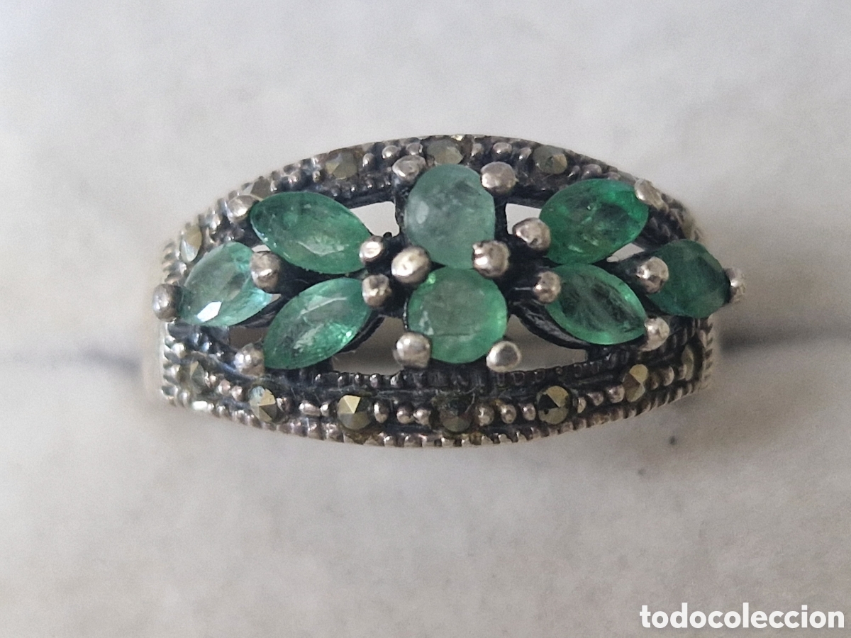 Joyeria: PRECIOSO ANILLO DD PLATA DE LEY ESMERALDAS - Foto 2
