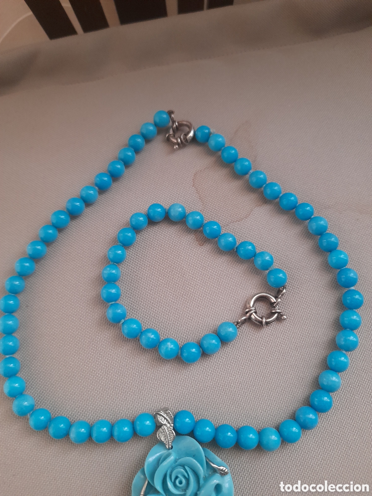 Joyeria: Precioso collar y pulsera de opalina azul - Foto 3