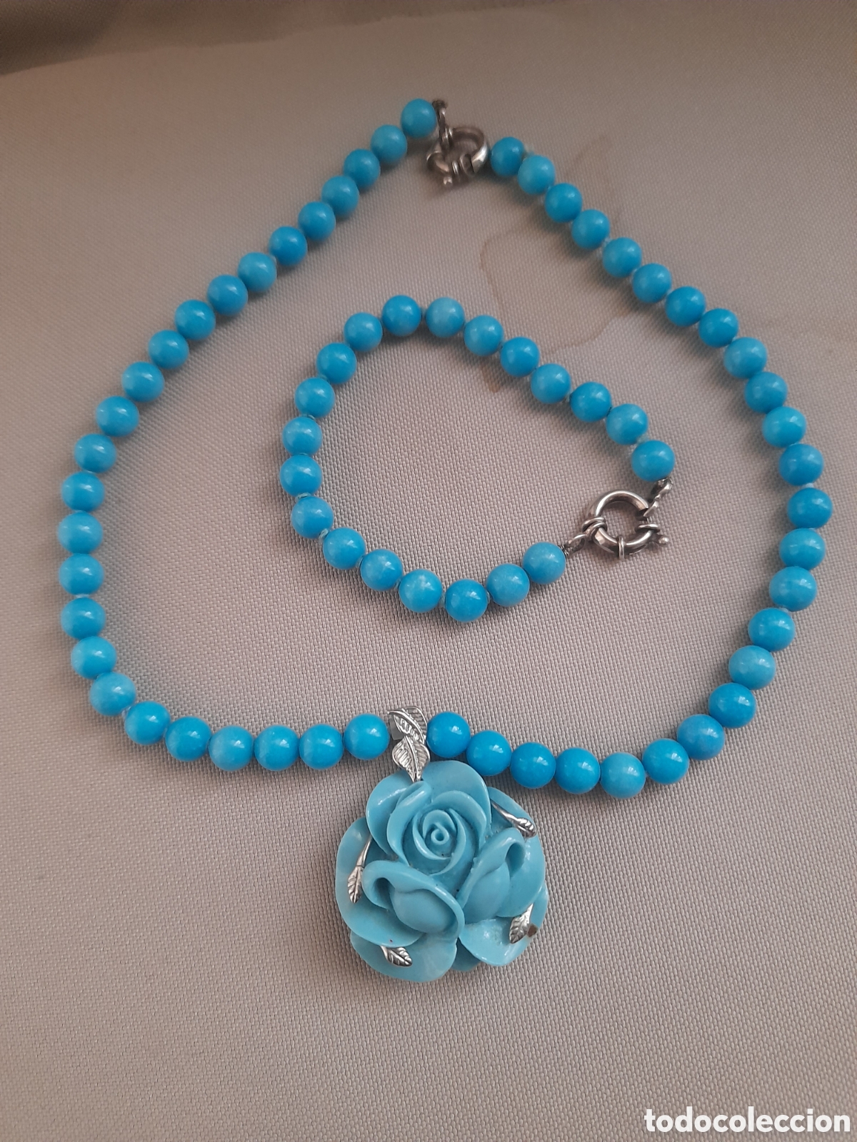 Joyeria: Precioso collar y pulsera de opalina azul - Foto 1