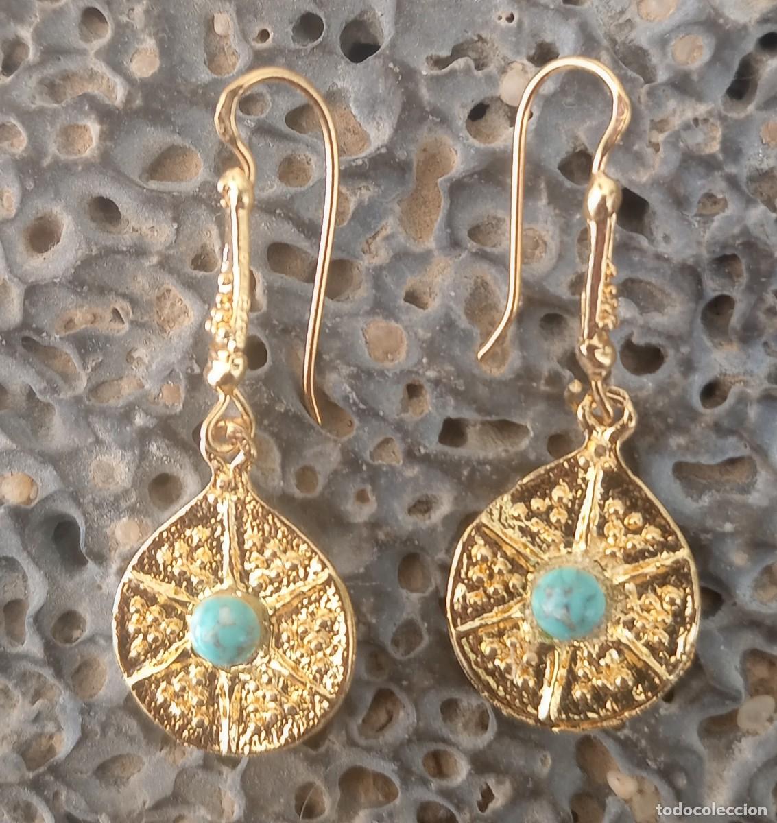 Joyeria: PENDIENTES RAYOS DE SOL ESTILO ROMANO CON BA&Ntilde;O DE ORO - Art. B - Foto 1
