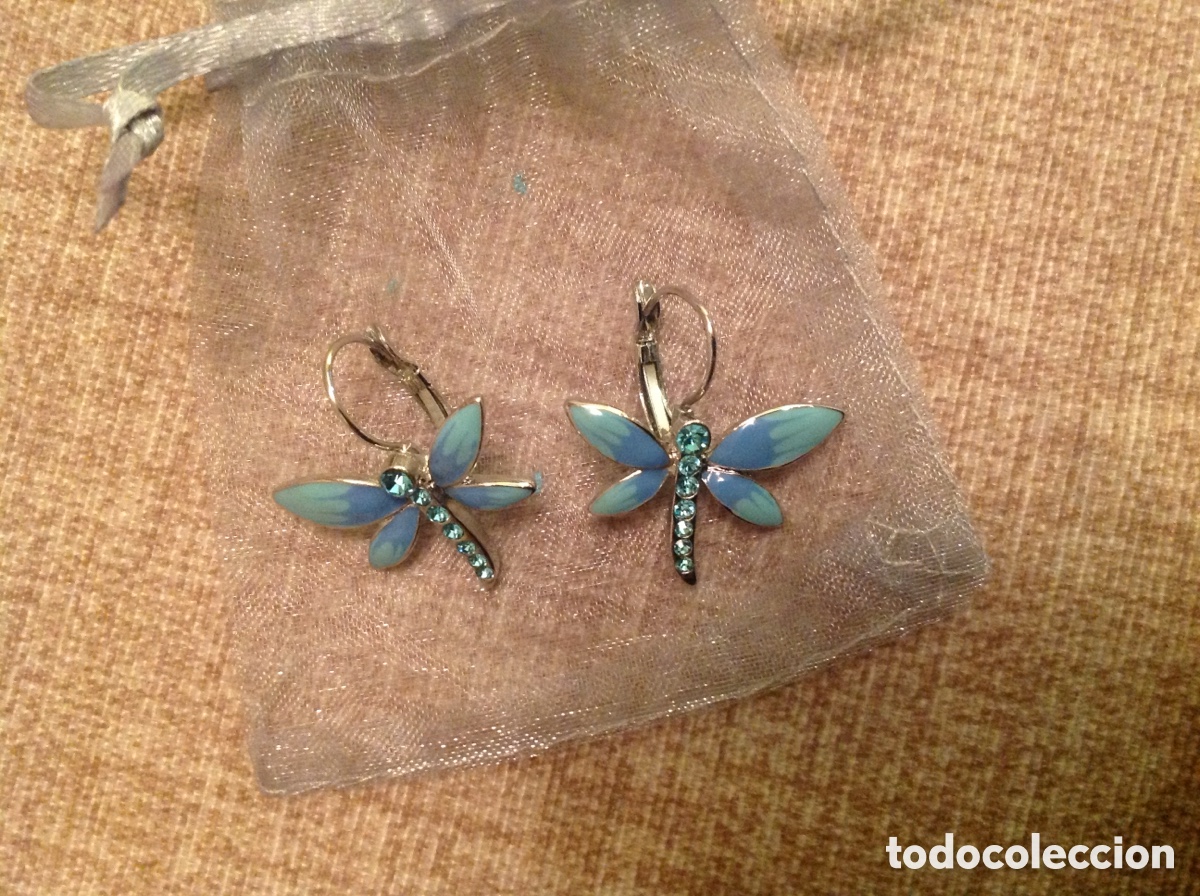 Joyeria: Pendientes lib&eacute;lulas esmalte azul - Foto 2