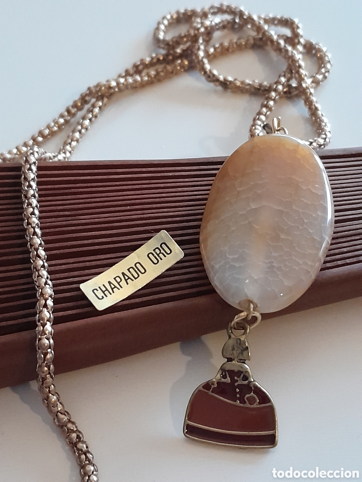 Joyeria: COLLAR CHAPADO EN ORO CON AGATA Y MENINA - Foto 1