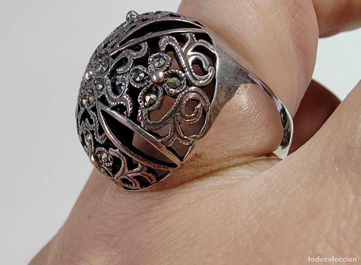 Joyeria: Anillo Plata de Ley y Marquesitas 8,70 grs - Foto 2