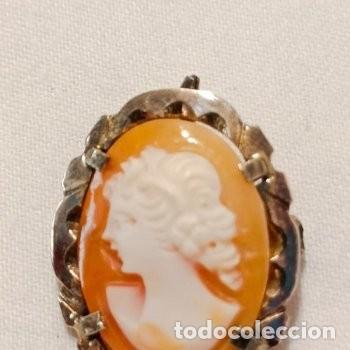 Joyeria: Antiguo camafeo de concha natural y plata - Foto 1