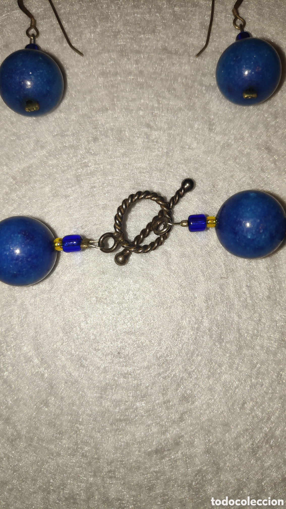Joyeria: Conjunto de collar y pendientes de lapislazuli y agata - Foto 5