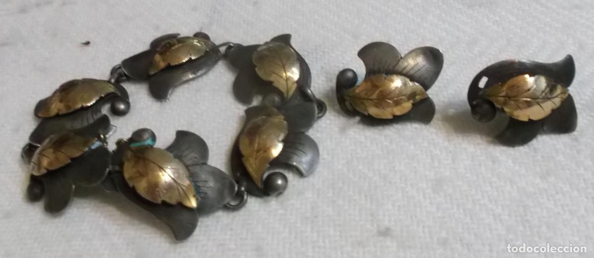 Joyeria: pulsera y pendientes de plata y oro muy antigua - Foto 1