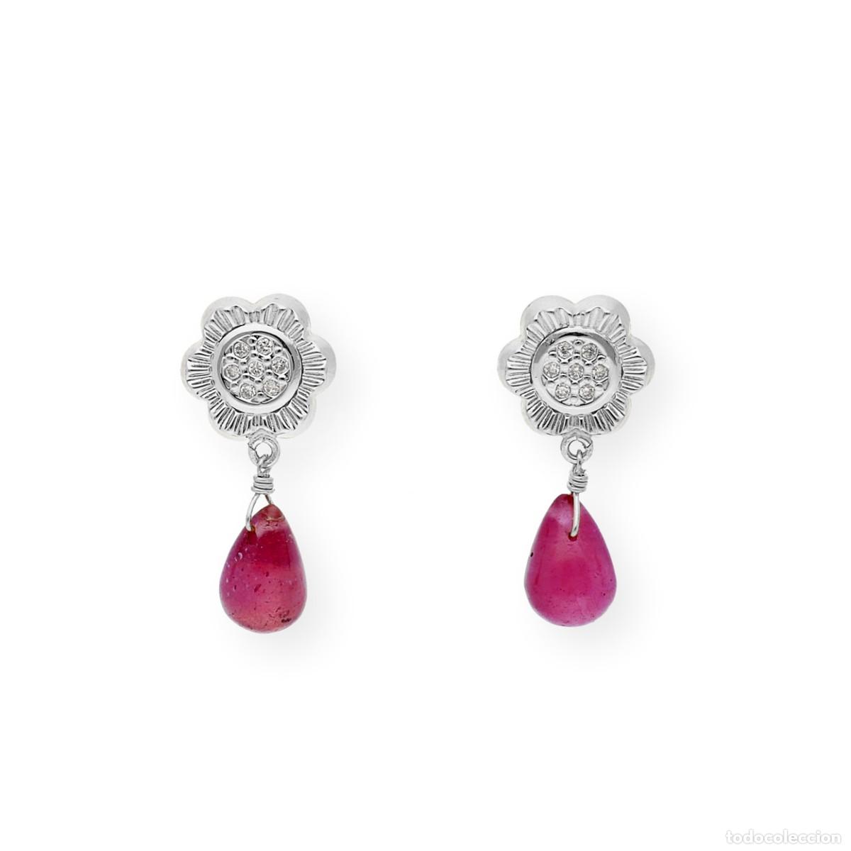 Joyeria: Pendientes de oro blanco 18k con Diamantes y Rub&iacute;es - Foto 1