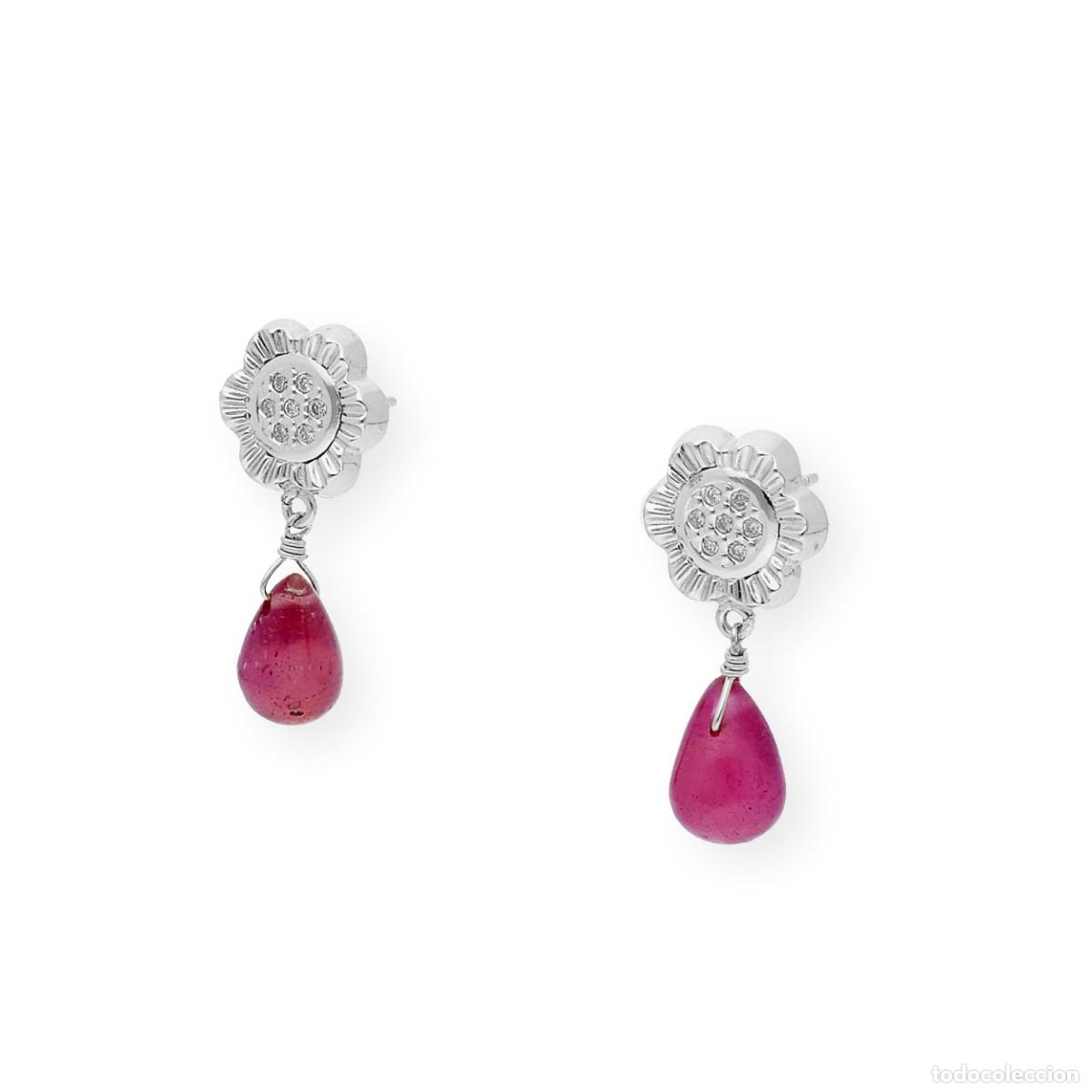 Joyeria: Pendientes de oro blanco 18k con Diamantes y Rub&iacute;es - Foto 2