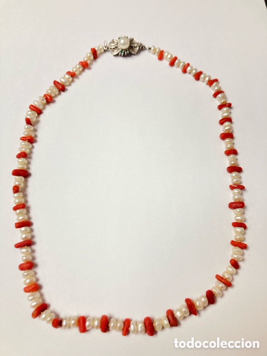 Joyeria: Collar de perlas , corales y cierre de plata /CC155 - Foto 1