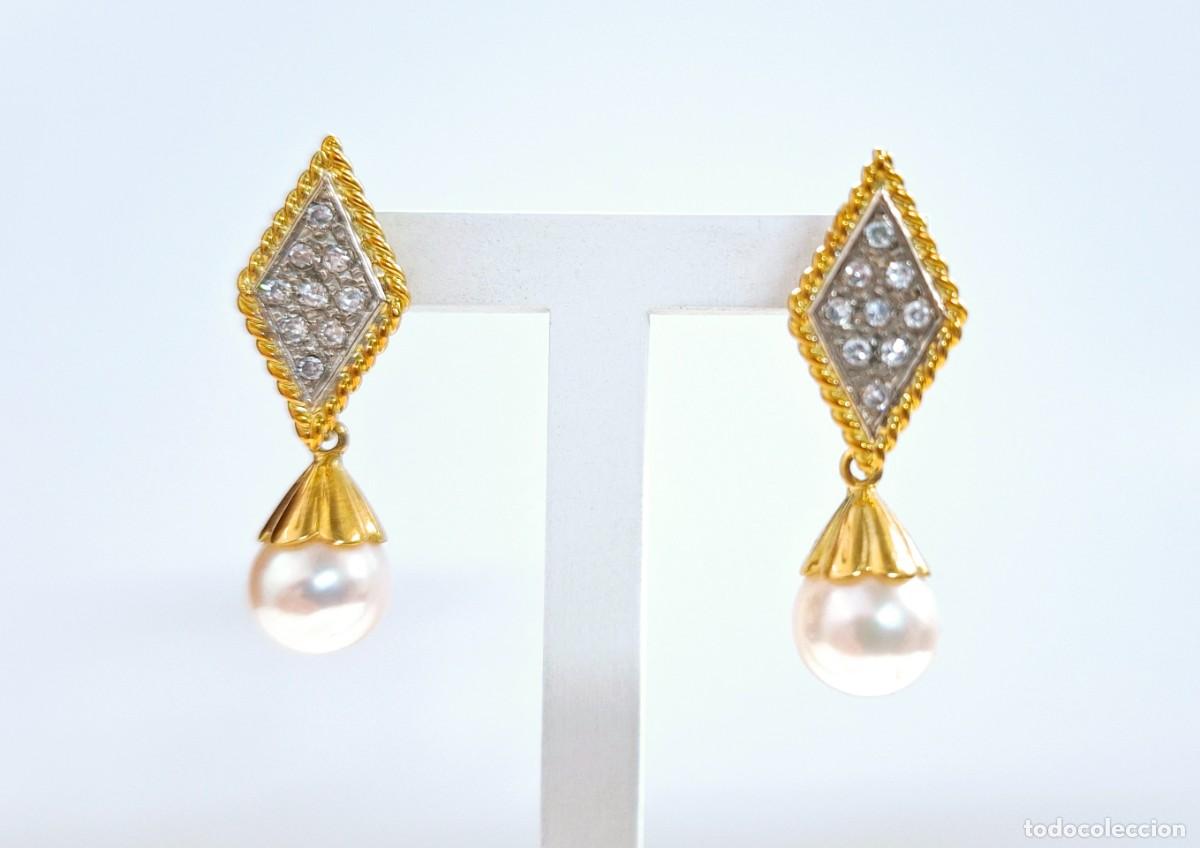 Joyeria: PRECIOSOS PENDIENTES LARGOS DE PERLAS Y BRILLANTES - Foto 1