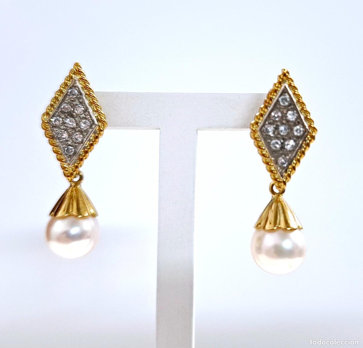 Joyeria: PRECIOSOS PENDIENTES LARGOS DE PERLAS Y BRILLANTES - Foto 2