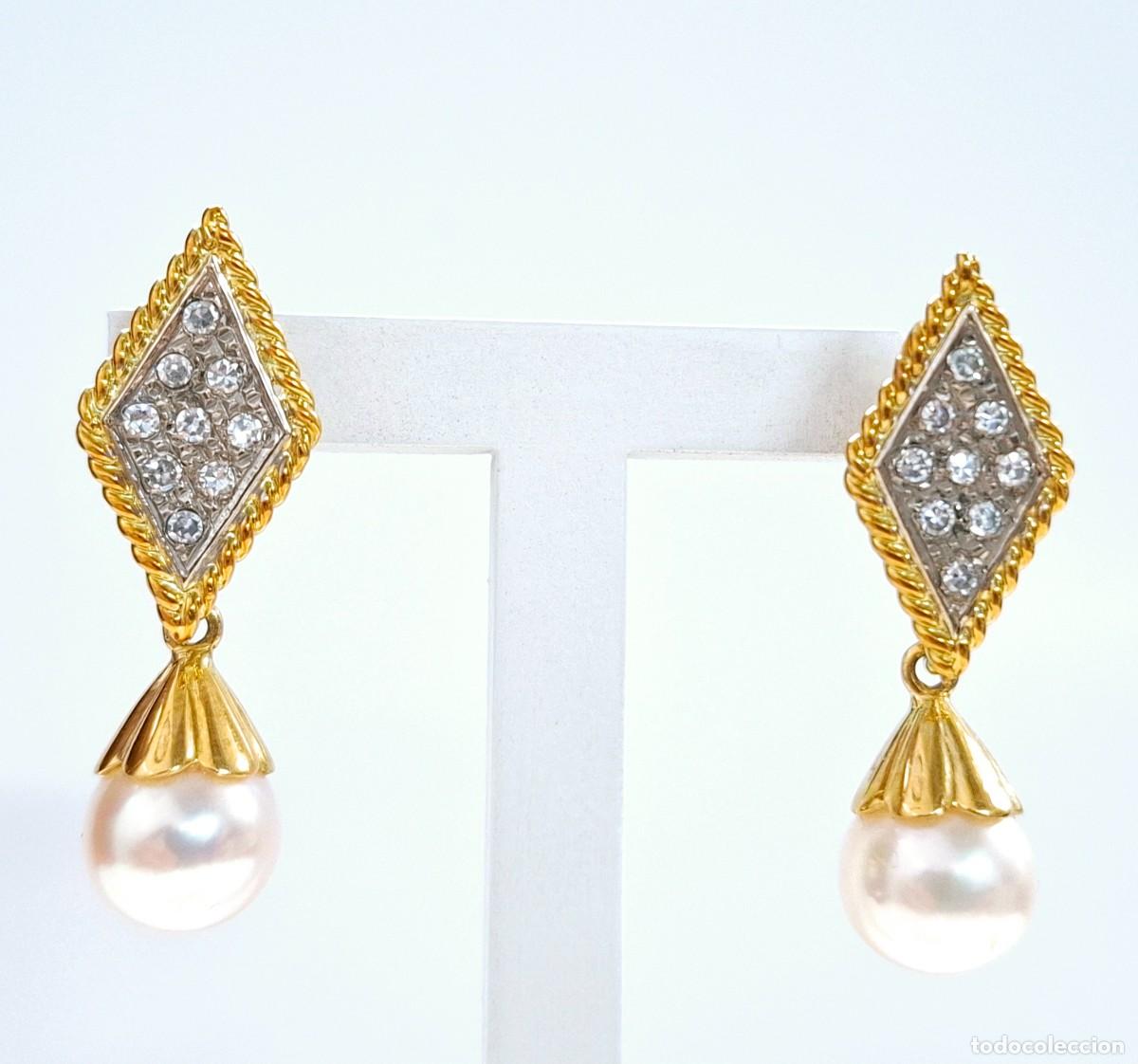Joyeria: PRECIOSOS PENDIENTES LARGOS DE PERLAS Y BRILLANTES - Foto 3