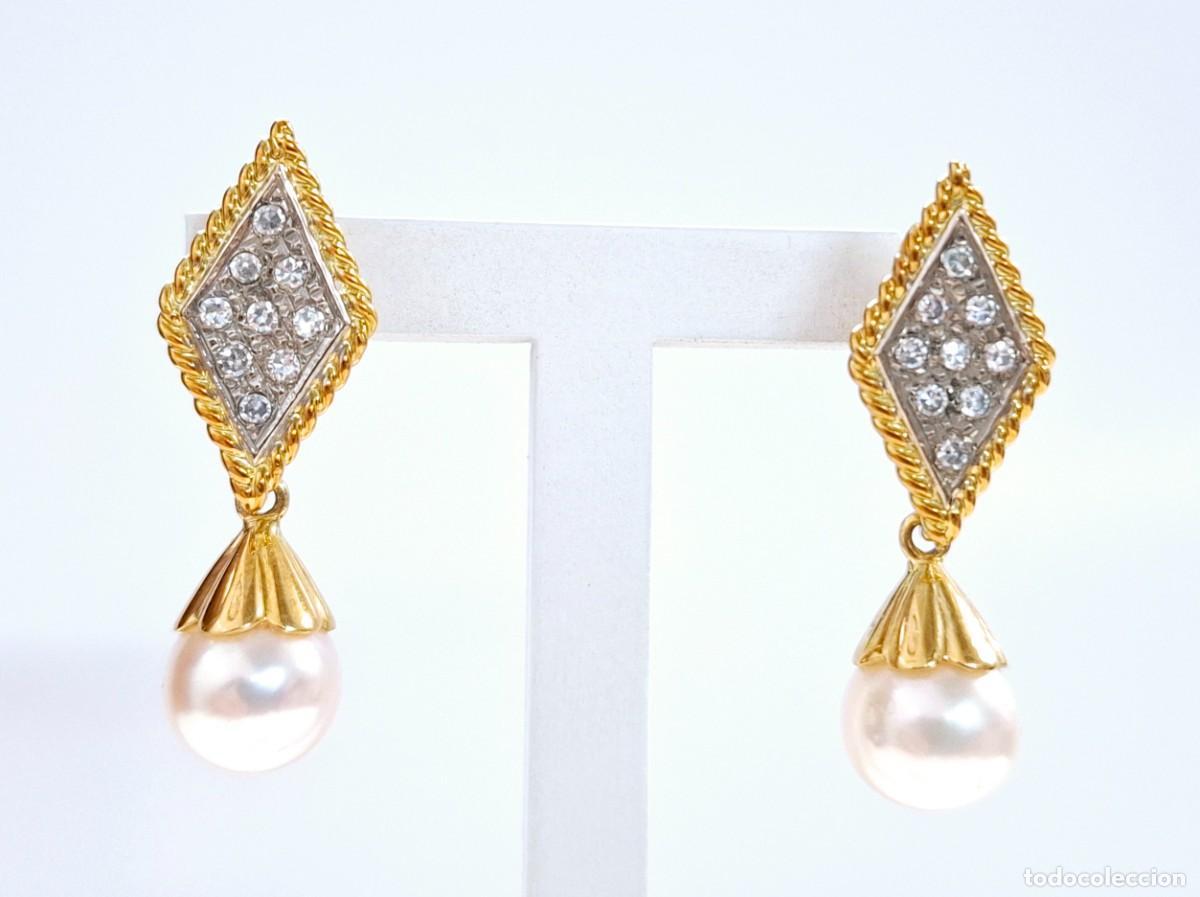 Joyeria: PRECIOSOS PENDIENTES LARGOS DE PERLAS Y BRILLANTES - Foto 4