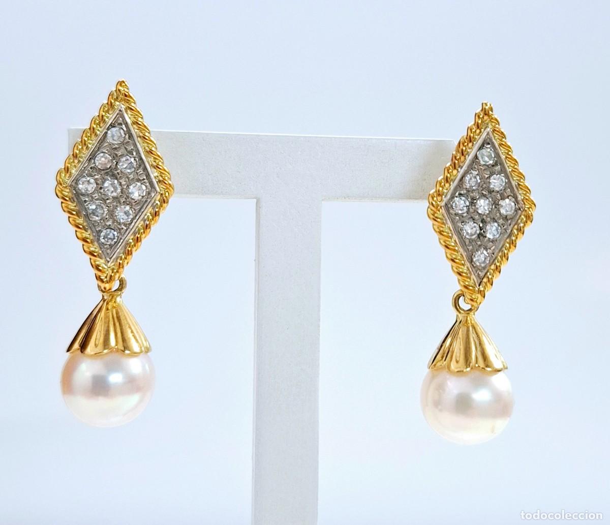 Joyeria: PRECIOSOS PENDIENTES LARGOS DE PERLAS Y BRILLANTES - Foto 5