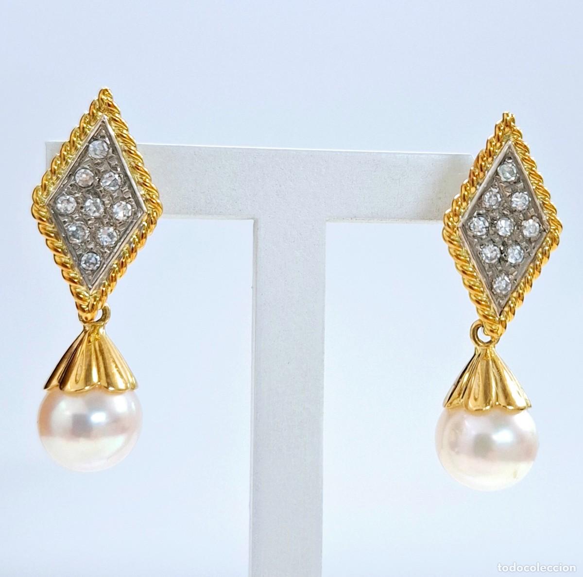 Joyeria: PRECIOSOS PENDIENTES LARGOS DE PERLAS Y BRILLANTES - Foto 6