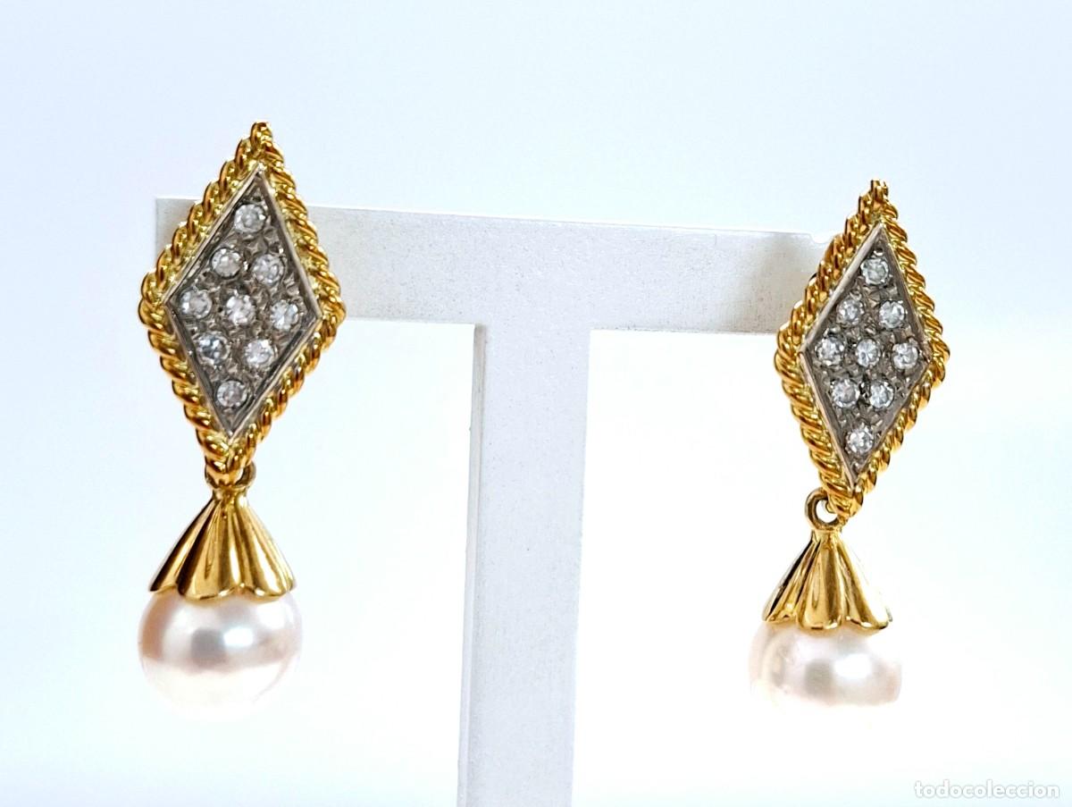 Joyeria: PRECIOSOS PENDIENTES LARGOS DE PERLAS Y BRILLANTES - Foto 7