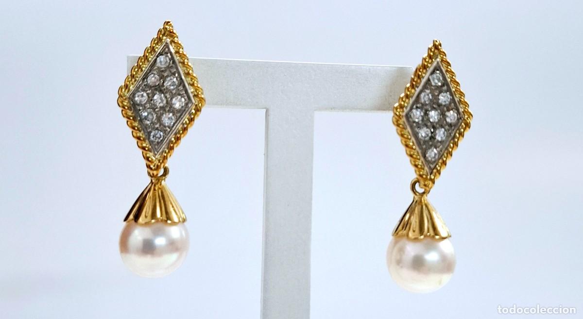 Joyeria: PRECIOSOS PENDIENTES LARGOS DE PERLAS Y BRILLANTES - Foto 8