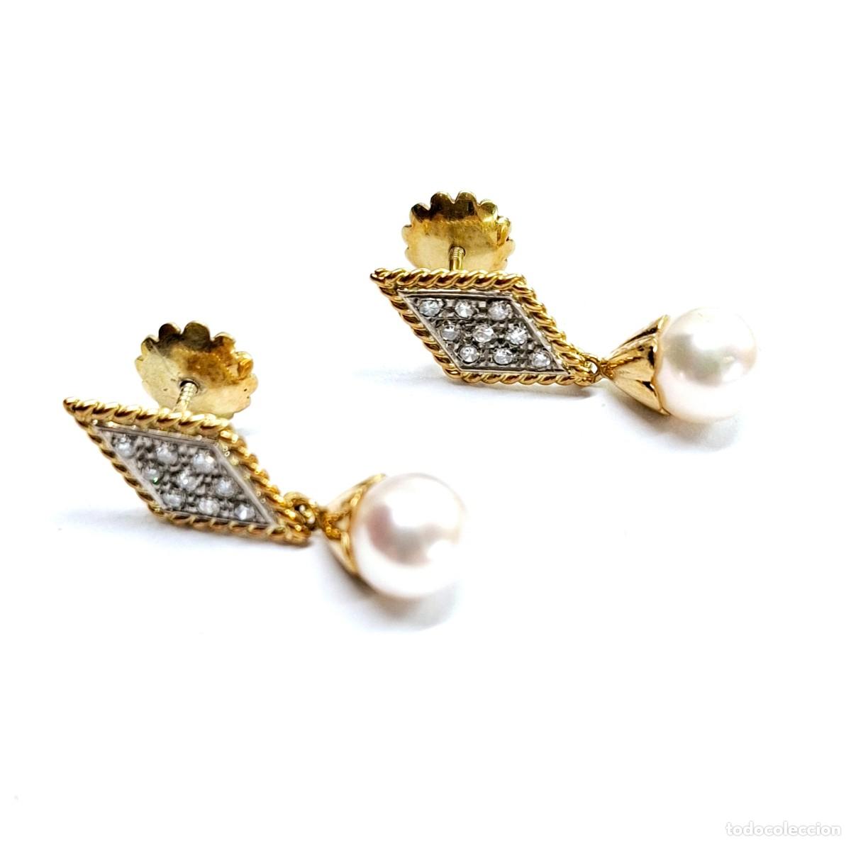 Joyeria: PRECIOSOS PENDIENTES LARGOS DE PERLAS Y BRILLANTES - Foto 9