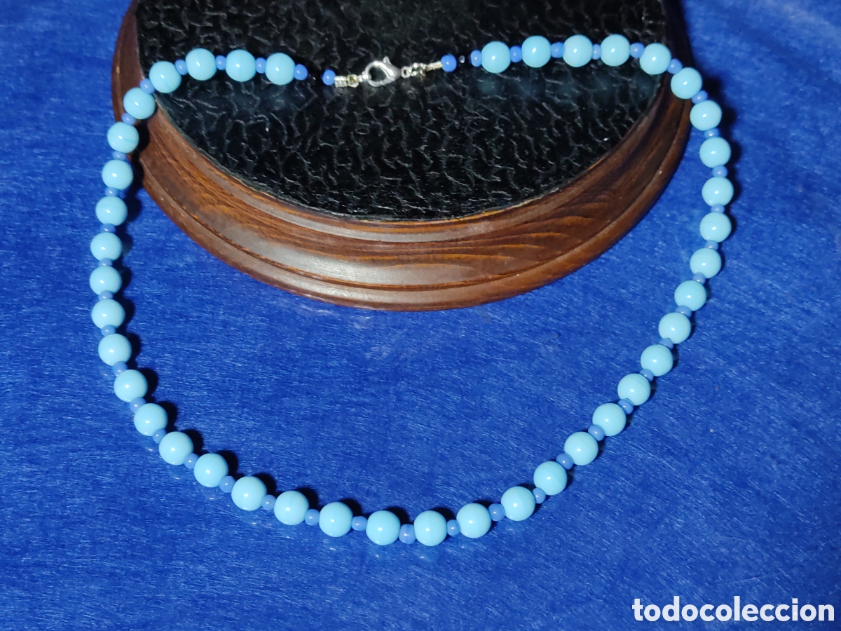 Joyeria: Collar de cristal de murano azul celeste.Vintage. - Foto 3
