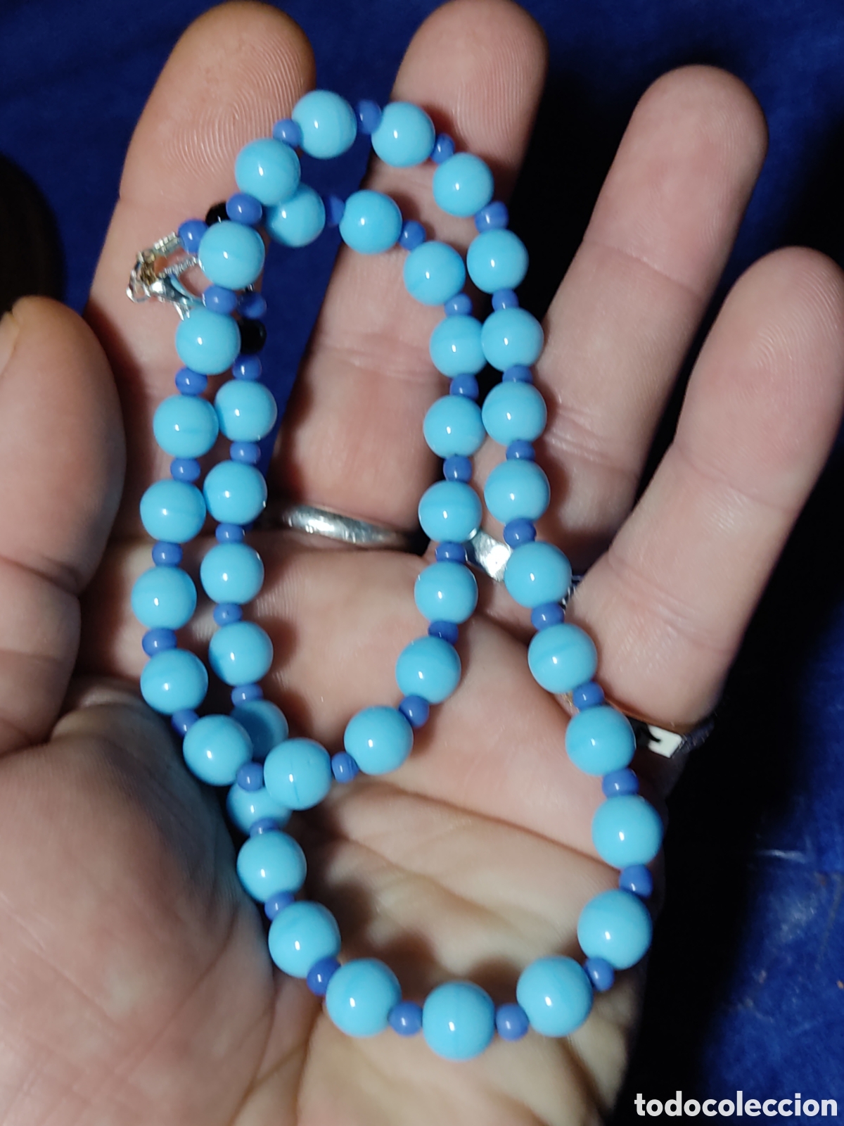 Joyeria: Collar de cristal de murano azul celeste.Vintage. - Foto 4