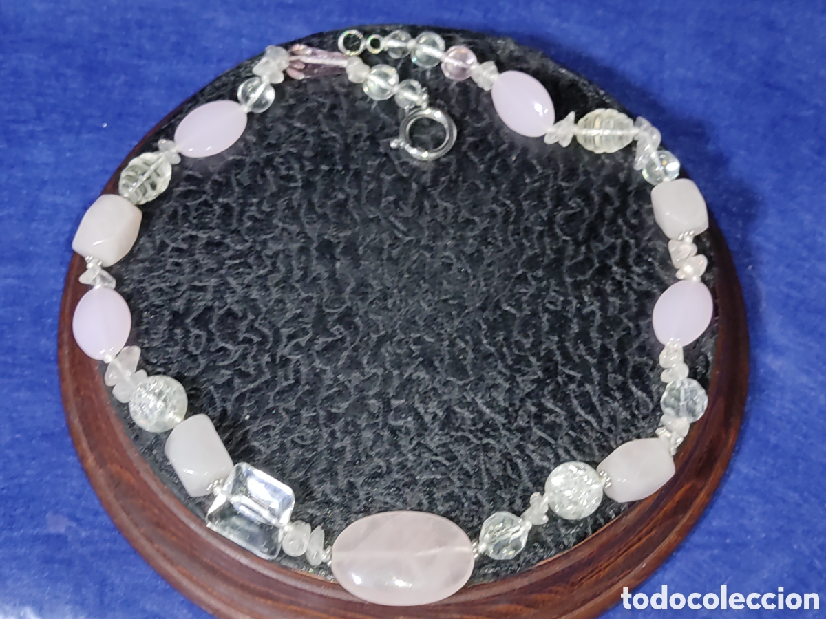 Joyeria: Collar de cuarzo rosa y cristal de roca. - Foto 2